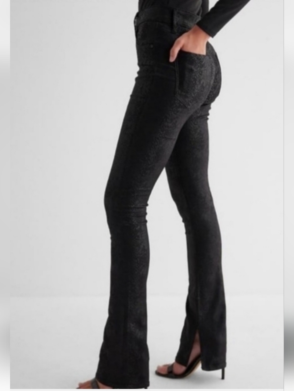 Express Skyscraper Bootcut Jeans Black Snake Skin Print, 10R